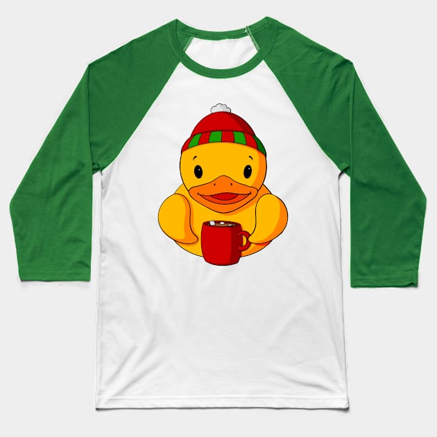 Hot Cocoa Rubber Duck Baseball T-Shirt by Alisha Ober Designs